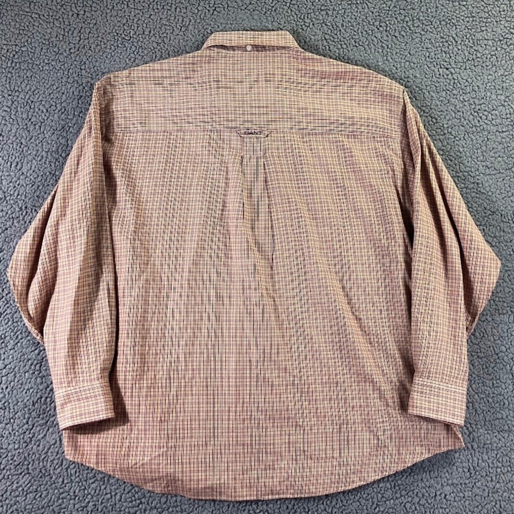 Gant Heritage Twill Mens XL Button Down Shirt Plaid Burgundy Gold Long Sleeve - Picture 3 of 7